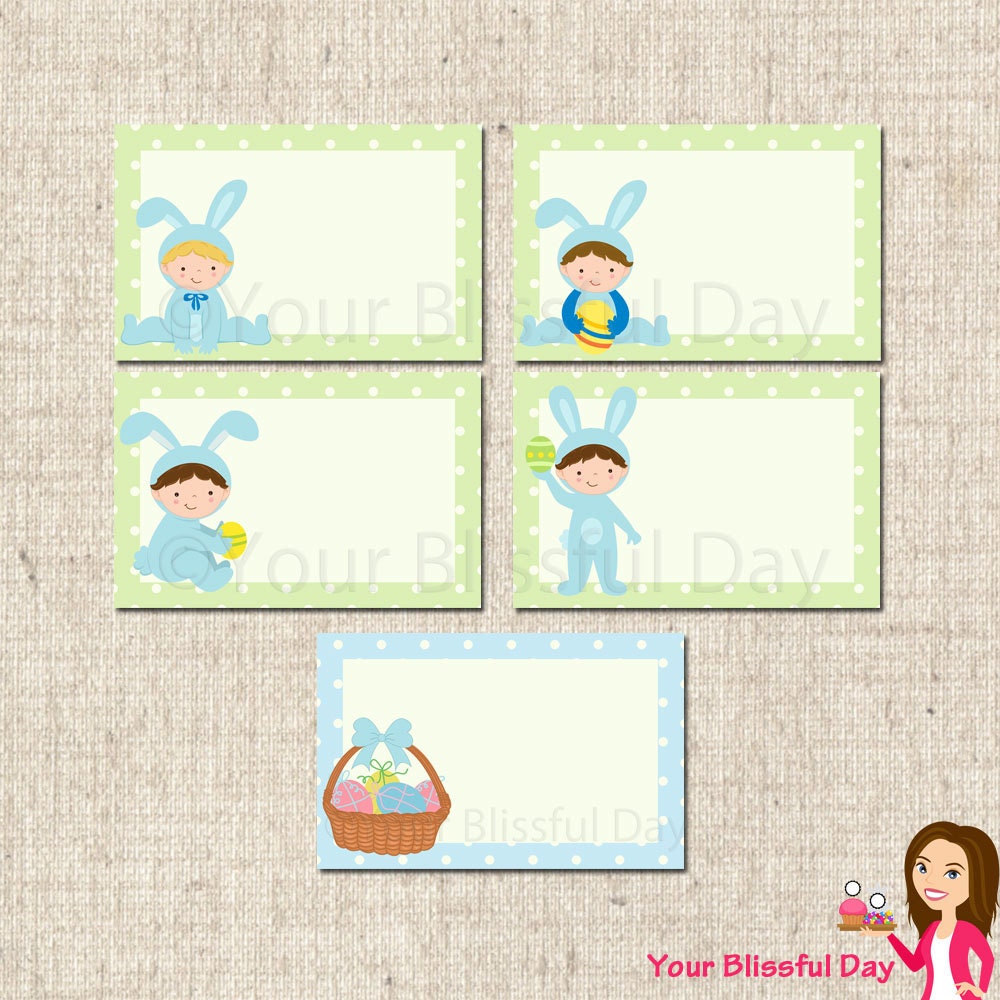 PRINTABLE Boy Easter Bunny Party Label Tents (Character of your choice) Il_570xn