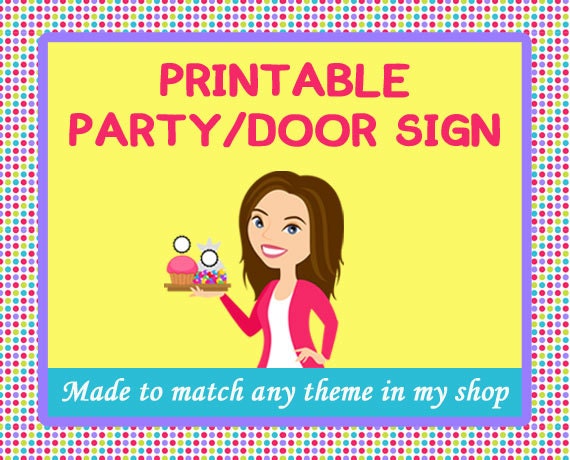 Made to Match Personalized PRINTABLE Party/Door Sign (Any theme in our shop) Il_570xn