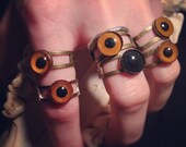 GOLDEN BROWN EYE - Real Vintage Taxidermy Glass Eye on Adjustable Twin Ring Band of Your Choice