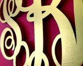 18" Large Metallic Gold Silver or Copper Wedding Monogram Decor Photo Prop Wooden Initials Wall Letters Modern Wall Decor