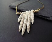 White Turquoise Spear Necklace with Raw Brass and Delicate Chain, Natural Jewelry, Tribal Style, Simple Layering Piece