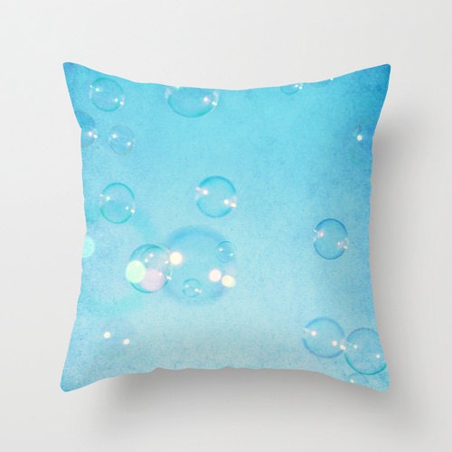 Throw Pillow Cover Blue Bubbles