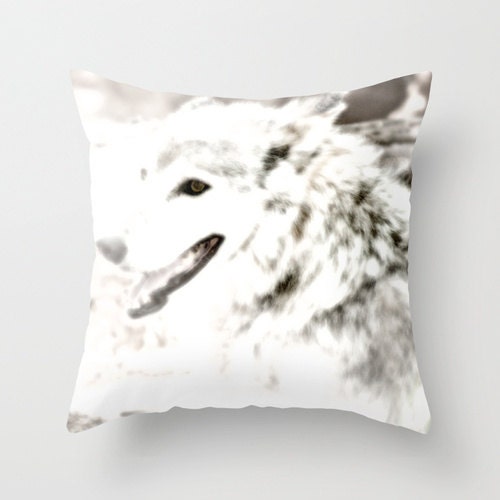 Throw Pillow Cover Wolf photography black and white