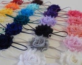 You Pick 4 - Shabby Chic Rose Headband or Clip Set - 54 colors and prints - Infant Headband - Newborn Headband - Children's Headband