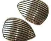 Vintage PAIR Art Deco Shoe Button Covers, Silver and Black, Flapper, 1922 -- 0508
