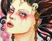 The Shaman's Daughter Bird Skulls Pagan Goddess Portrait 8x10 art print