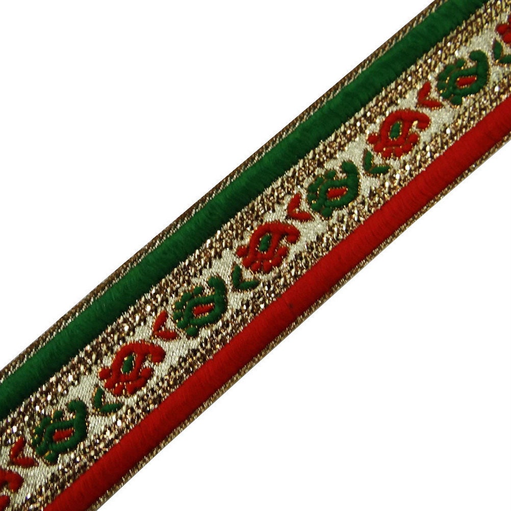 Free Shipping Red Metallic Ribbon Sewing Sari Border Dress Lace Craft Decorated Indain Trim Dress Material By The Yard - MR62B