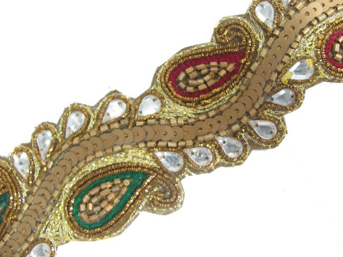 FREE SHIPPING 0.75 Yard Paisley Shape Ribbon Trim Sewing Border Lace Craft 1.5 Inch New - BT201A