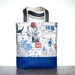 French Chic Postal Script Paris France Marine Blue Burlap Large Tote
