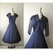 50's Lace Dress Set // Vintage 1950's Navy Lace Cocktail Party New Look Dress Jacket Ensemble
