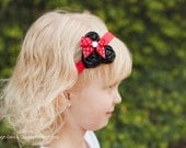 Red Minnie Inspired Headband-Baby Girl Headband-Newborn Headband-Infant Headband-Baby Headband-Rosette Headband-Photo Prop-Toddler Headband