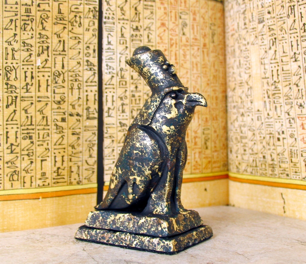 Horus - Heru - The Falcon - Handmade Kemetic Altar Votive Statue - Egyptian Deity