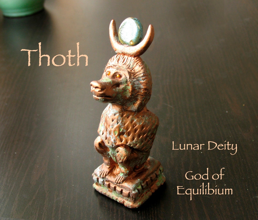 Thoth - Ancient Egyptian Lunar Deity - Baboon Form - God of Equilibrium - Handcrafted Altar Statue