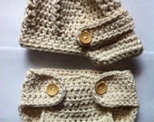 Baby newborn newsboy hat and diaper cover Newborn photography prop hat and diaper cover crochet photo prop