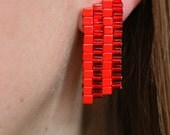 Small Red Parallelogram Earrings  - In Stock