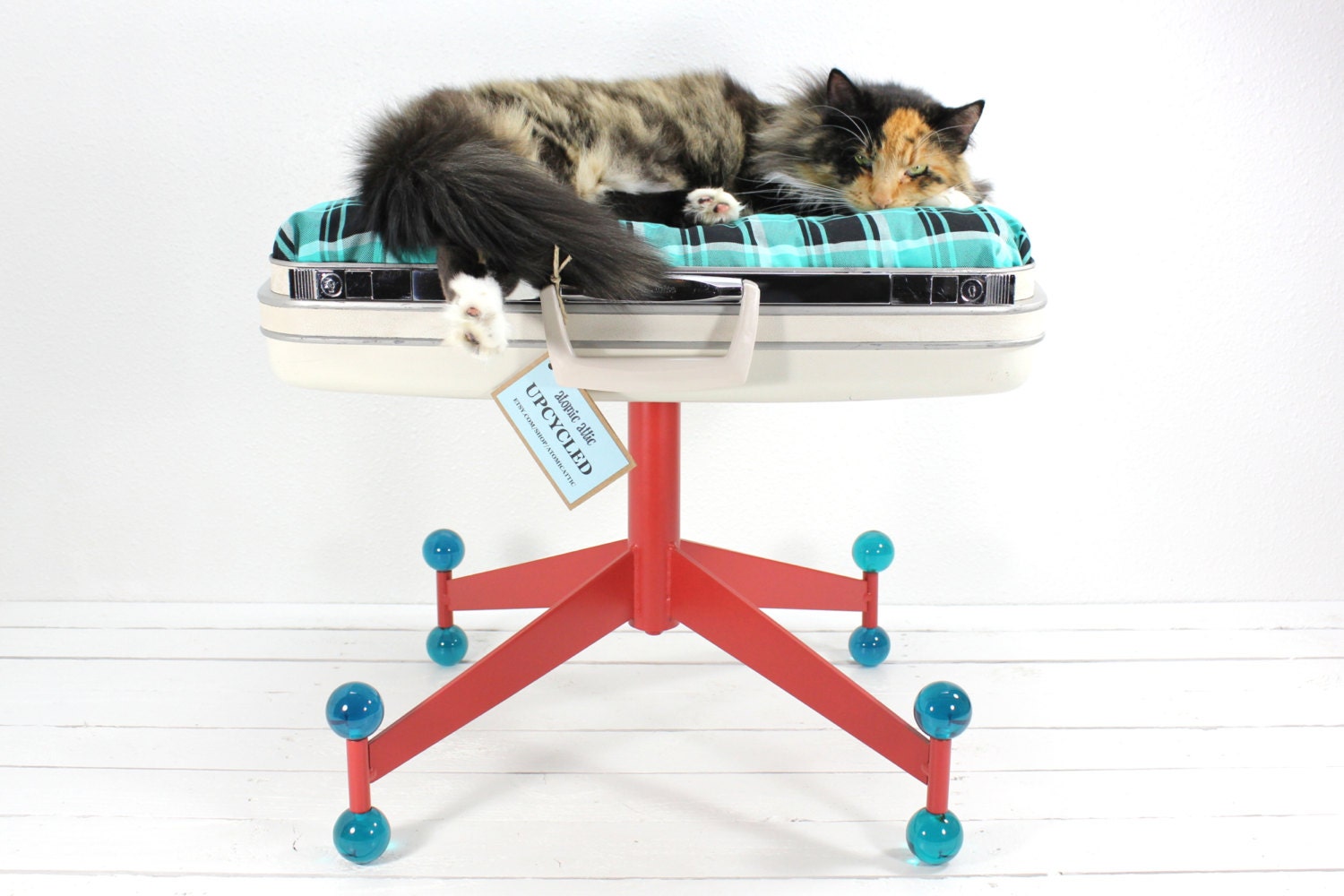 Large Upcycled Pet Bed - Pedestal Base - Lucite