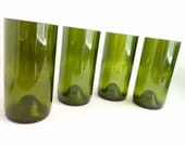 Wine Bottle Pint Glasses Green Glass Set Of Four