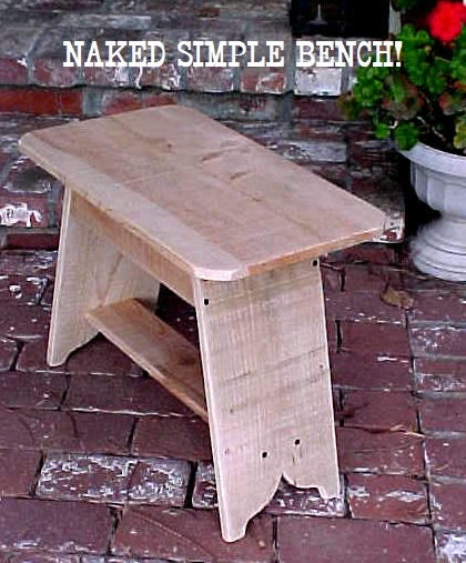 NAKED - SiMPLE BENCH - Crafted w/ Newer Cedar Boards - Simple Little Patio / Porch / Garden Bench - ((Great Price - Easy S&H)) - See Details