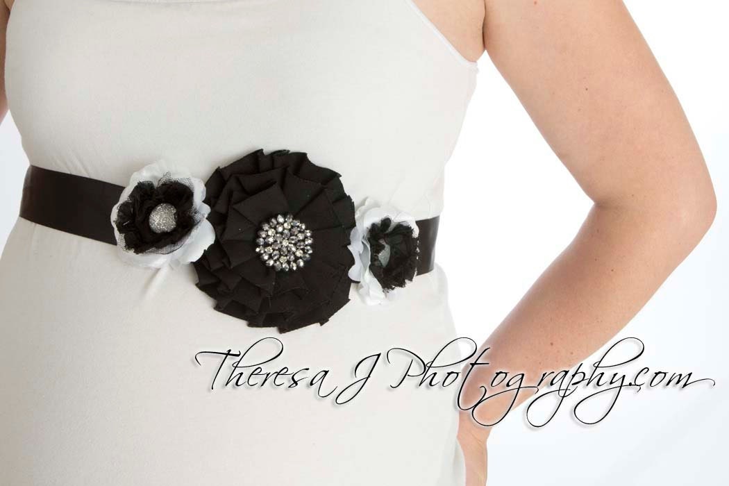 Black and white wedding/maternity sash