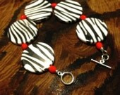 Zebra and red animal print bracelet