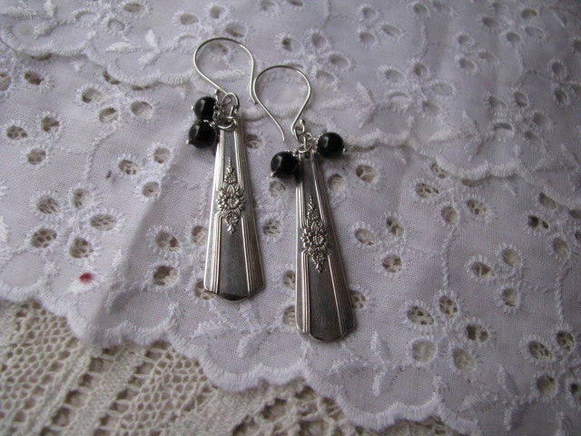Spoon Earrings - Spoon Jewelry - Flatware Jewelry - "Desire" - Silverware Jewelry - Wm Rogers, 1940