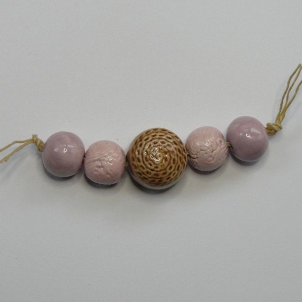 Handmade ceramic button bead set