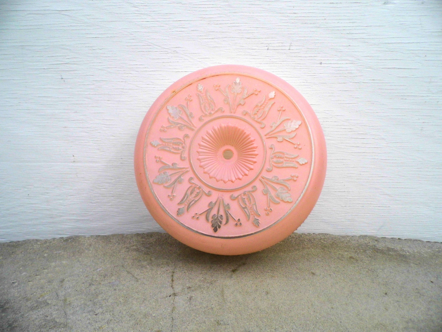 Mid Century Ceiling Fixture, Pink Glass Ceiling Fixture, 1940s Home Decor, Hollywood Regency Decor, Architectural Salvage, Shabby Decor