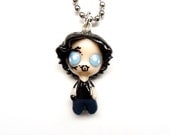 Tiny Little V - Miniature Sculpture - Charm Necklace