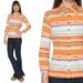 70s Striped Shirt Pointed Collar Southwestern Print Top Button Up 1970s Hippie Long Sleeve Graphic / Size S Small