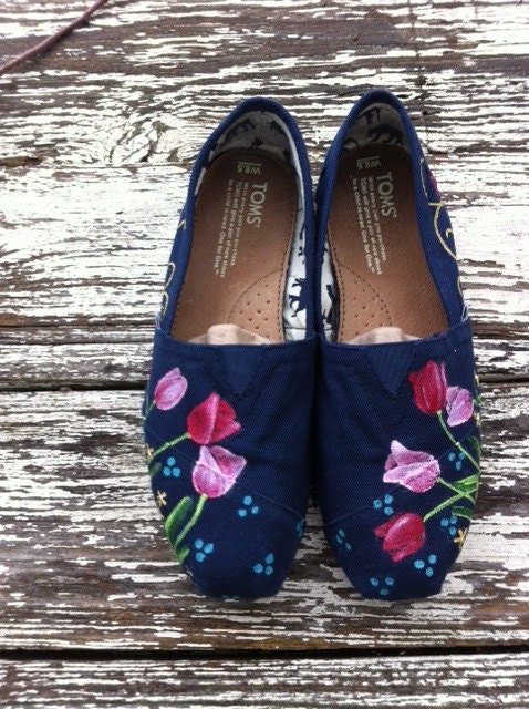 Custom hand painted TOMS, Tulips for Springtime