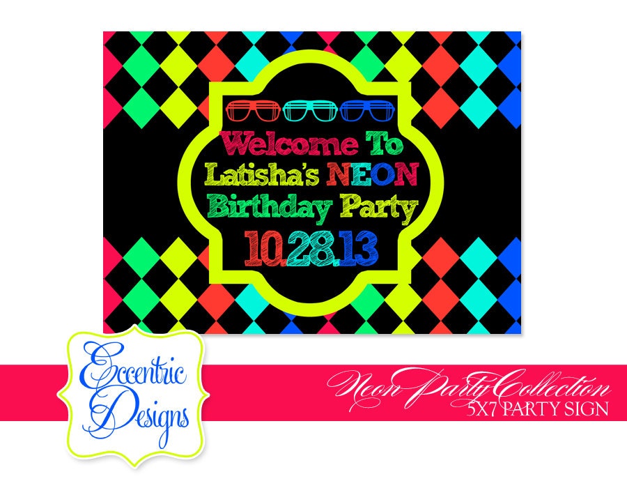 Neon Party Collection - FOUR - Printable 5X7 Party Signs Il_170x135