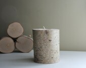 Sale - natural white birch wood candle holder