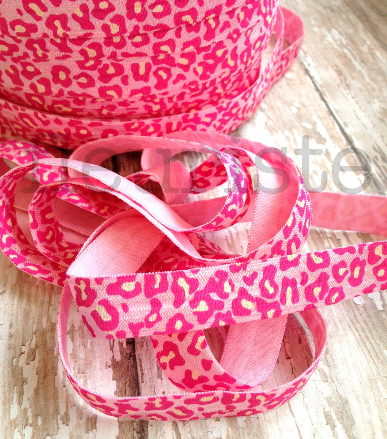 Patterned 5/8 Inch Foldover Elastic-5 Yards-Pink Lemonade Leopard