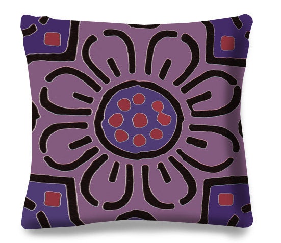 PopArt Accent Pillow - Mexican/Southwest - Purple - Linen backing