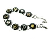 Steampunk Bracelet Gunmetal Bezel Bracelet with Watch Gears -by Mechanique Steampunk