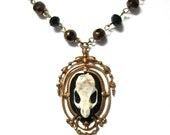 Steampunk Necklace with Animal Skull  and Beaded Chain by: Mechanique Steampunk