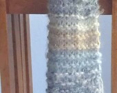 Hand Knit blue and taupe scarf