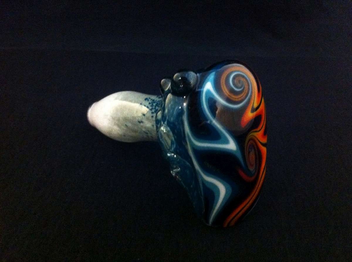 Glass Pipe Inside Out Three Color Fade with Matching Fire Water Sparkle Reversal Tobacco Drophammer Pipe