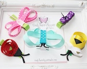 Girls Lady bug, Dragonfly, Butterfly, Bumble Bee Ribbon Sculpture Bows. Pick One. Free Ship Promo