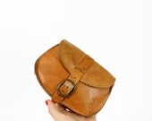 brown leather belt bag / tiny saddle bag / festival belt