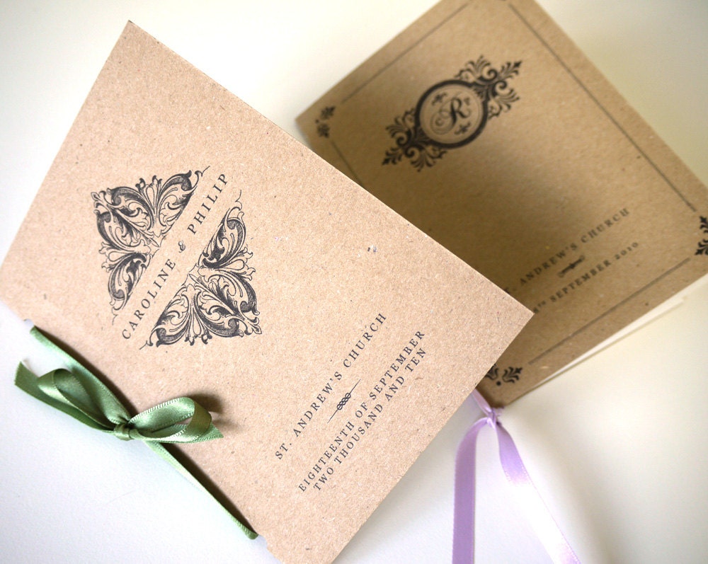 Vintage Order of Service Wedding Program - Pocket-Sized Booklet - One Sample