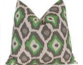 MEMORIAL DAY SALE Euro Sham Decorative Throw Pillow Cover One 24 x 24 Gray and Green on Linen Cushion Sofa Pillows Adrian by Premier Prints