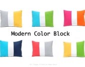 Color Block Pillow 12 x 16 Modern Pillow Cover Bright Solid Fabrics Decorative Throw Pillow Cover Orange Green Turquoise