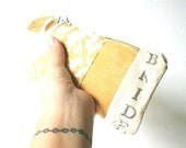 PERSONALIZED CLUTCH / pick your letters / upholstery zipper pouch / cream and biege bag