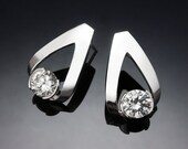 CZ earrings - Argentium silver - silver earrings - eco-friendly - wedding - cubic zirconia jewelry - posts - 2470