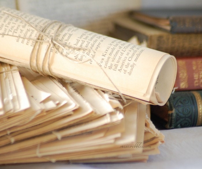 Vintage Book Pages (no 2), 2 packs of 20, Paper Ephemera, late1800's, 1920's old book pages, naturally aged