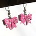 Origami bow earrings, made with pink with flowers origami washi paper