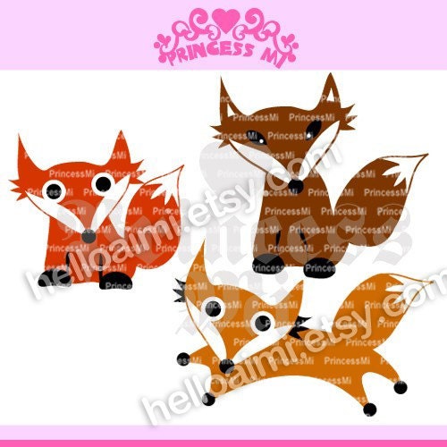 Digital illustration clipart Download lovely fox wolf set graphic design by princess mi 1087