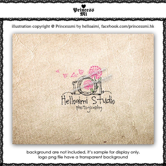 Custom Premade Logo Design - sketch hand drawn digital camera dandelion illustration logo photography business by princess mi logo1185-17