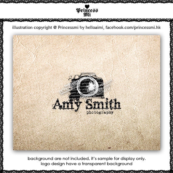 Custom Premade Logo Design - sketch hand drawn destroy wild digital camera logo photography business logo boutique by princess mi logo1232-6